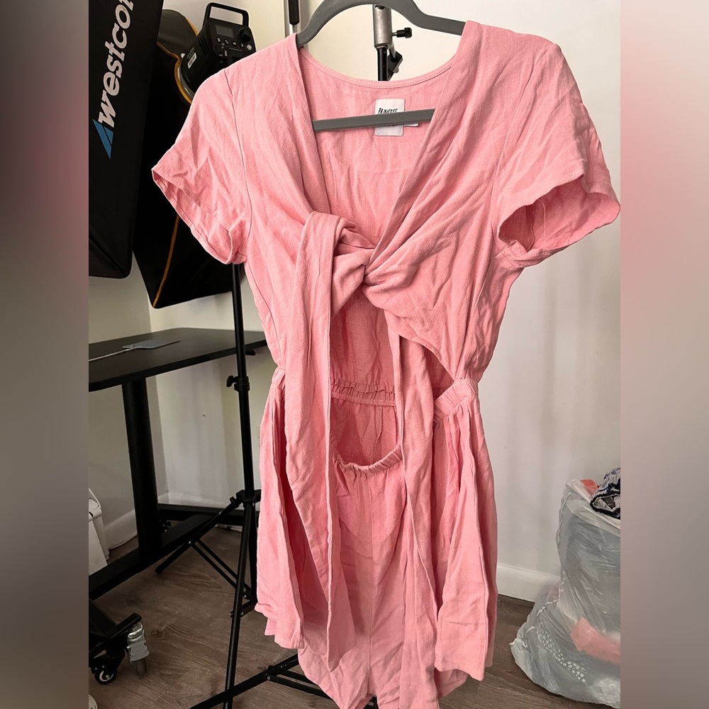 Princess Polly Ragnar Tie Front Pink Romper